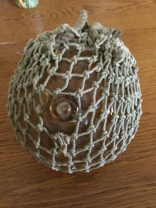 Authentic Large 6” Vintage Antique Japanese Glass Fishing Float Rope Buoy Ball