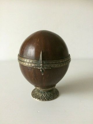 Antique 19th Century Coconut Silver Plated Pot