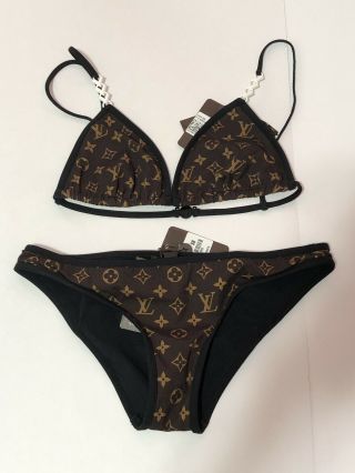 Rare Louis Vuitton Brown Monogram Bikini Sz 38