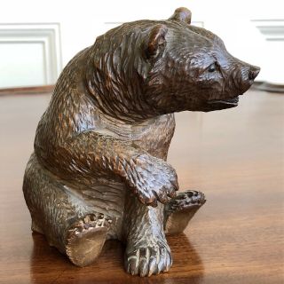 An Antique Charming Black Forest Carved Wood Bear,  19th Century.  13cm High. 2