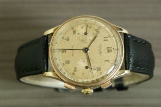 1950 ' s VINTAGE UNIVERSAL GENEVE UNI - COMPAX,  CHRONOGRAPH GOLD PLATED 285/42408 3