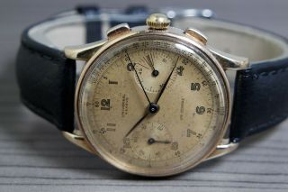 1950 ' s VINTAGE UNIVERSAL GENEVE UNI - COMPAX,  CHRONOGRAPH GOLD PLATED 285/42408 6