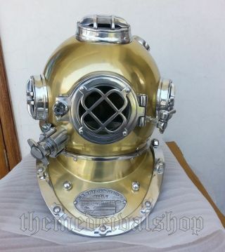 Antique Vintage Full Size Diving Divers Helmet Solid Steel US Navy Mark V Gift 4