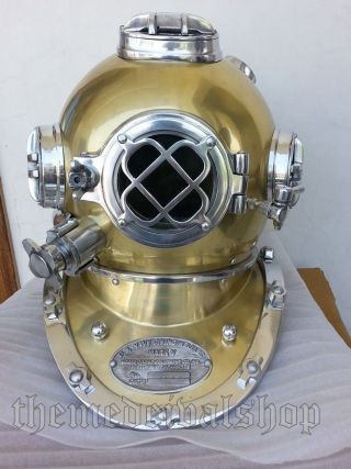 Antique Vintage Full Size Diving Divers Helmet Solid Steel US Navy Mark V Gift 5