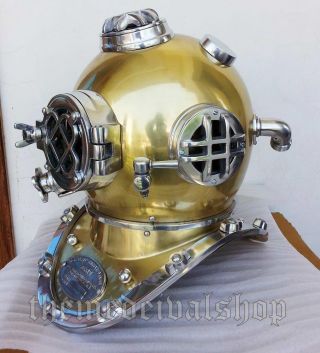 Antique Vintage Full Size Diving Divers Helmet Solid Steel US Navy Mark V Gift 6