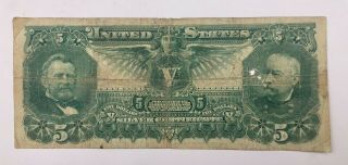 RARE 1896 United States $5 Silver Certificate Educational Large Note Bill 4