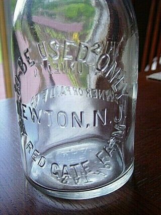 RARE 1890 ' s RED GATE Newton JERSEY Tin Top N.  J.  dairy jar milk bottle TINTOP 3