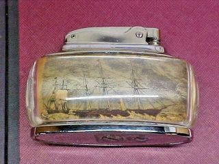 Vintage Ronson Trophy Tabletop Cigarette Lighter Clipper Ship & Side Wheel 2