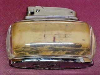 Vintage Ronson Trophy Tabletop Cigarette Lighter Clipper Ship & Side Wheel 3