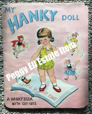 1949 " My Hanky Doll " Paper Doll Folder W/ 5 Nursery Rhyme Child 
