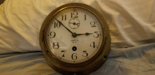 Vintage Nautical Brass Ships Clock.  5 1/2 " Diameter