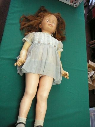 Vntg 35 " Tall Ideal Doll G - 35 Red Hair Green Eyes Clothes Patti Playpal