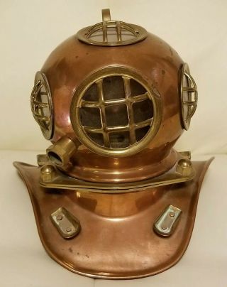 Vintage Copper Brass Miniature Scuba Diving Helmet Nautical Decor Desktop