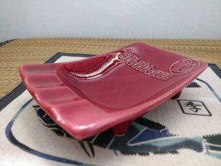 Pelikan Vintage Collectible Dark Red Ceramic Ashtray Made in Germany 1950s/1960s 3