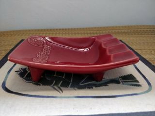 Pelikan Vintage Collectible Dark Red Ceramic Ashtray Made in Germany 1950s/1960s 4