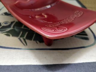 Pelikan Vintage Collectible Dark Red Ceramic Ashtray Made in Germany 1950s/1960s 7