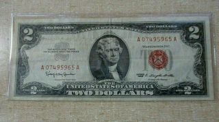 1963 $2.  00 Red Seal Note - Us Currency Douglas Dillon Secretary Of Treasury