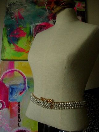 Ultra RARE Vintage CHRISTIAN DIOR Pearl Gold BELT Wardrobe Couture Accessory 9