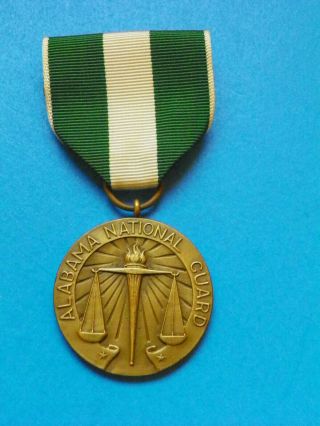Wwii Alabama National Guard Service Medal - Maker Marked On Edge Of Medal
