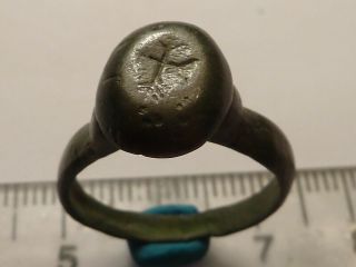 3798 Ancient Roman Bronze Ring With A Cross 18 Mm