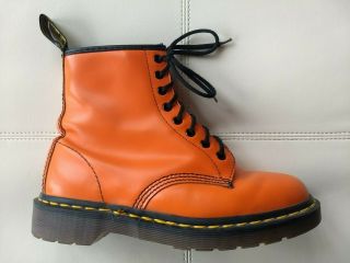 Doc Dr Martens Orange Boot Made In England Rare Vintage Unisex 6.  5uk Us:8.  5w7.  5m