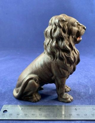 Antique Vintage Cast Iron (CI) Still Bank - Sitting Lion 2