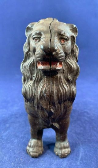 Antique Vintage Cast Iron (CI) Still Bank - Sitting Lion 3