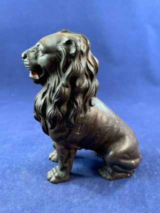 Antique Vintage Cast Iron (CI) Still Bank - Sitting Lion 4