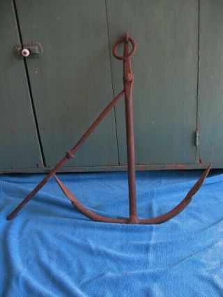 Antique Iron Anchor Large Hand Forged Boat Nautical Mississippi River Cast