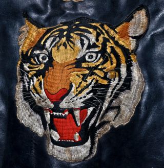 Vintage 50s 60s 9.  25 " Inch Tiger Head Embroidered Sew On Patch Rarest Ever Wow