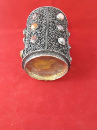 ESTATE ANTIQUE STERLING SILVER CUP WITH STONES  201.  5g. 5