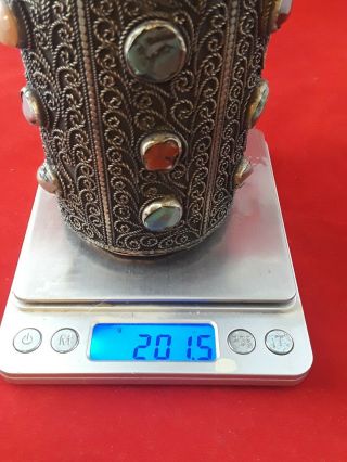 ESTATE ANTIQUE STERLING SILVER CUP WITH STONES  201.  5g. 7