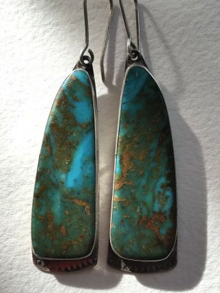 Vintage Navajo Turquoise Earrings Native American Silver Unmarked