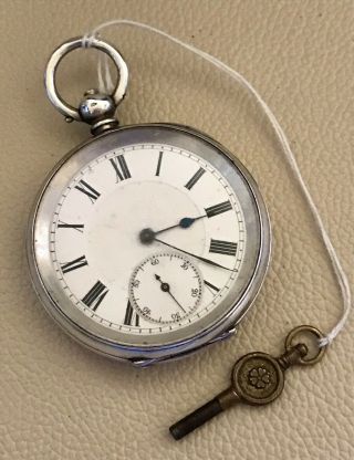 Antique Swiss Solid Silver Open Face Key Winding Pocket Watch