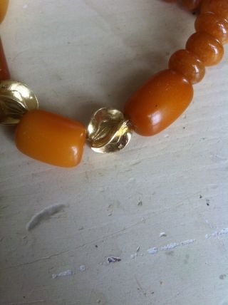 vtg 18k gold chunky bead baltic egg yoke cherry butterscotch real amber necklace 3