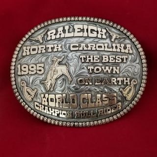 Champion Trophy Rodeo Buckle Vintage 1995 Raleigh North Carolina Bull Rider 141