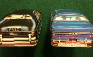 Vintage Rolls Royce & 50 ' s Chevrolet Car Tin Desktop Accessory Box Cool & Fun 3