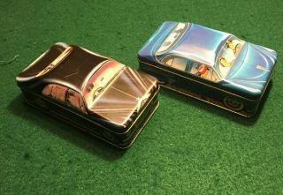 Vintage Rolls Royce & 50 ' s Chevrolet Car Tin Desktop Accessory Box Cool & Fun 5