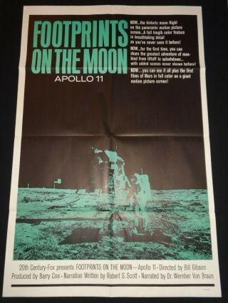 Footprints On The Moon 1969 Apollo 11 Landing Vintage Film Movie Poster