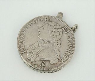 France - Louis Xvi 1784 Silver Ecu Coin - Pendant Magnifying Glass - Vgc