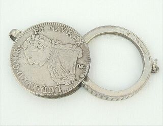 FRANCE - LOUIS XVI 1784 Silver ECU Coin - Pendant MAGNIFYING GLASS - Vgc 3