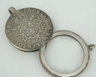 FRANCE - LOUIS XVI 1784 Silver ECU Coin - Pendant MAGNIFYING GLASS - Vgc 5