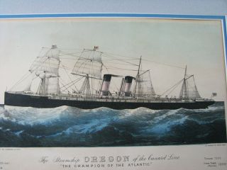 Currier and Ives Lithograph Print Antique Steamship Oregon of the Cunard Line 4