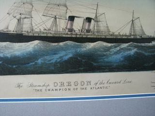 Currier and Ives Lithograph Print Antique Steamship Oregon of the Cunard Line 6