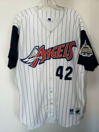 Rare Vintage 90s Russell Anaheim Angels Mo Vaughn 42 Authentic Jersey Men 52 2xl