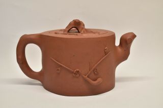 Fine Antique Chinese Yixing Zisha Purple Clay Peach Tree Trunk Teapot 4