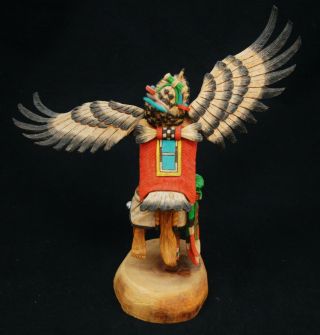 Antique Hopi Kachina Doll Eagle Signed Native American Hand Painted A8635 3