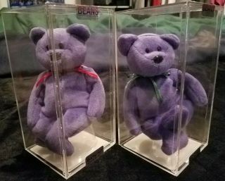 NF Violet Employee Teddy Red Ribbon Beanie Baby 