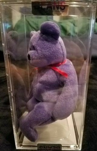 NF Violet Employee Teddy Red Ribbon Beanie Baby 