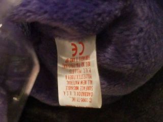 NF Violet Employee Teddy Red Ribbon Beanie Baby 